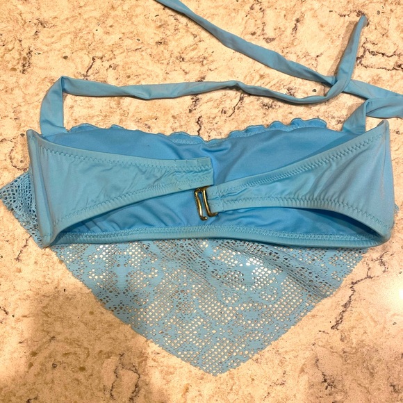 Blue Knit Triangle Top Bandea Bikini Size S - Picture 4 of 4